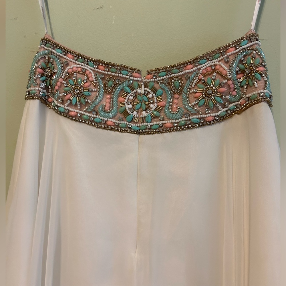 TONY BOWLS TB11670 IVORY | size 4 | two piece beaded lace white prom dress - Picture 10 of 15